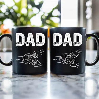 "DAD The Man The Myth The Legend" Fist-Bump Mug Custom Kids' Names, Father's Day Gift