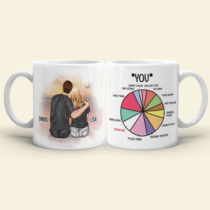 Couple Blanket Hogger Excellent Cook, Personalized Love Pie Chart White Mug