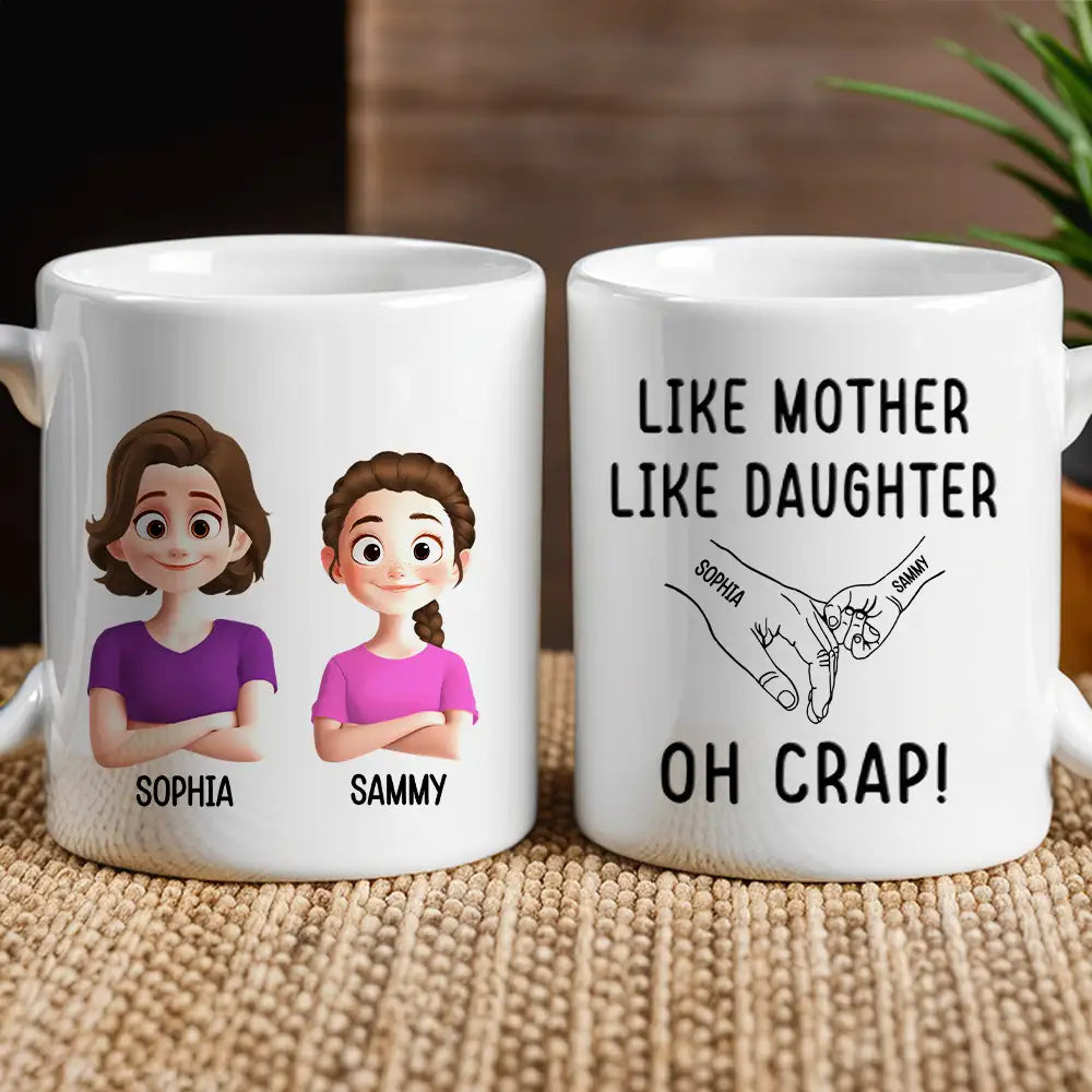 Like Mother Like Children Customizable Cartoon Cup with Hand Gesture Design Best Mother's Day Gift