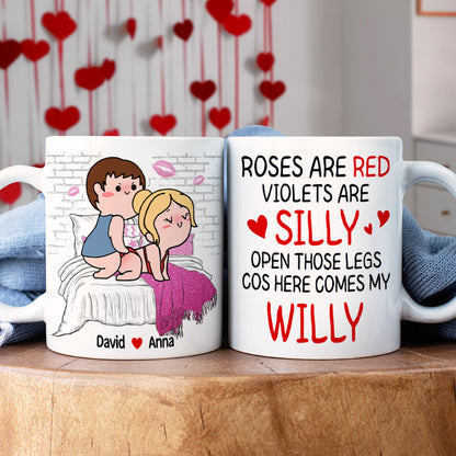 Personalized Gifts For Couple Coffee Mug Open Those Legs Cos Here Comes My Willy Funny Valentine's Gifts
