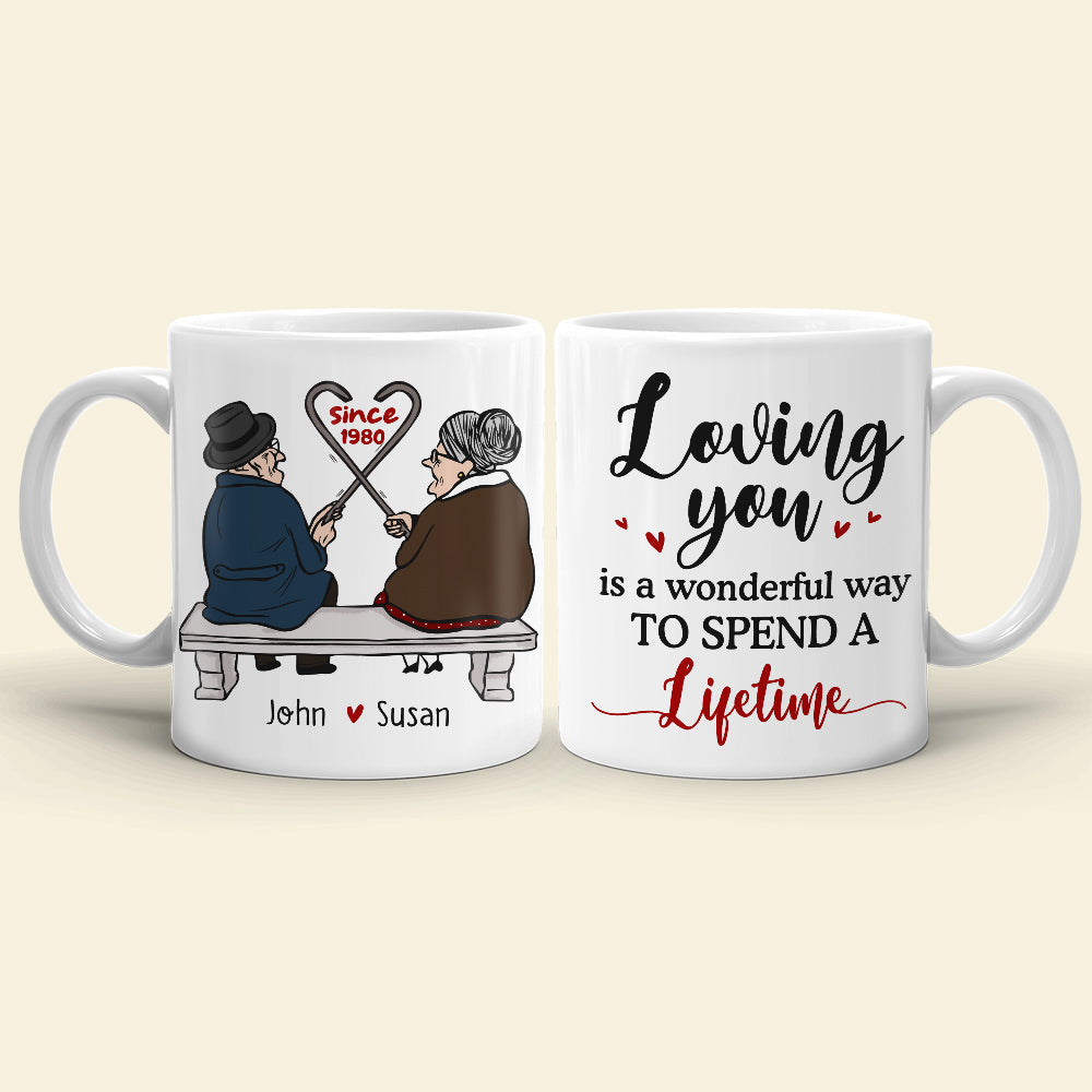 Loving You is A Wonderful Way to Spend A Lifetime, Personalized Couple Mug