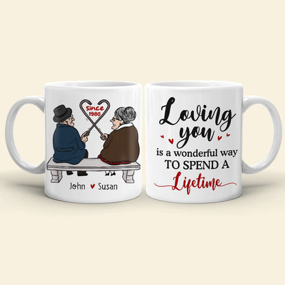 Loving You is A Wonderful Way to Spend A Lifetime, Personalized Couple Mug