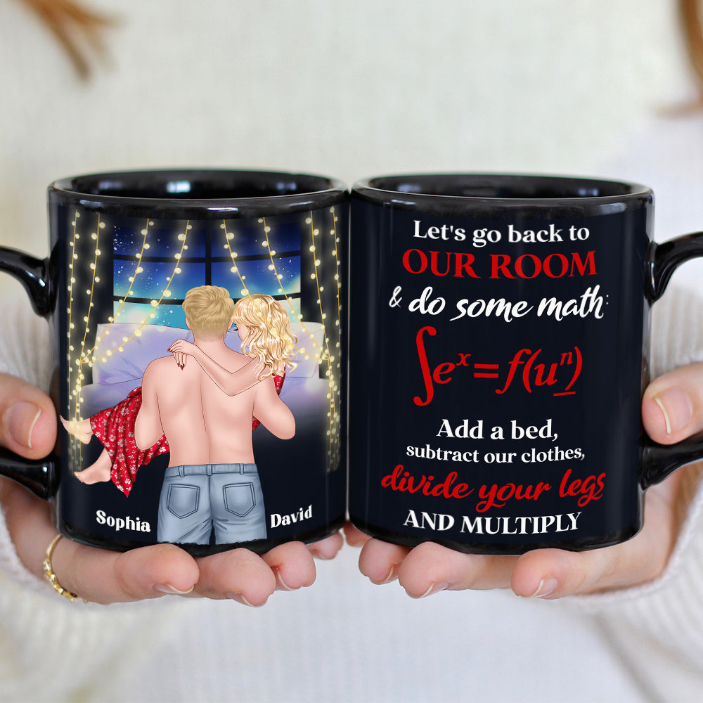 Let's Go Back To Our Room & Do Some Math, Personalized Couple Black Mug