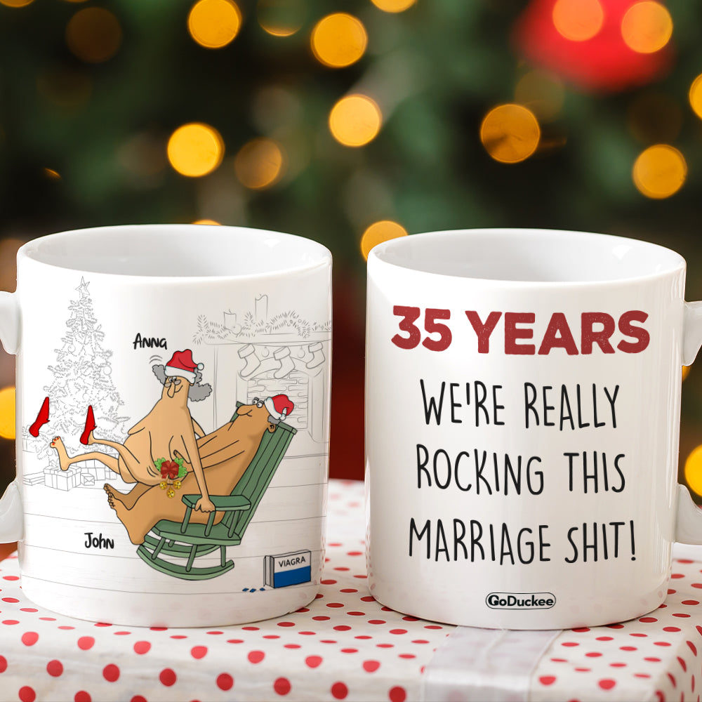 We're Really Rocking This Marriage Shit Personalized Funny Old Couple Mug, Gift For Couple