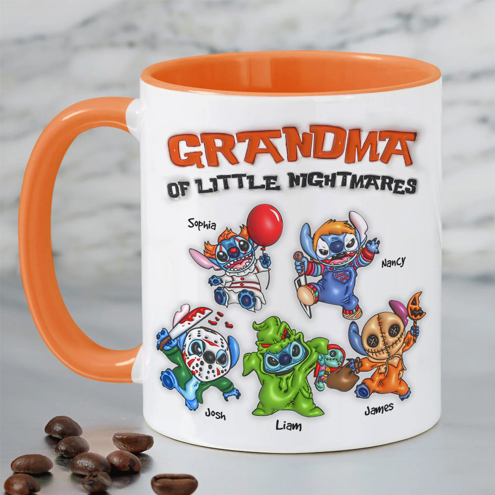 Personalized Gifts For Grandma Accent Mug, Horror Cartoon Character 04NAPU020824