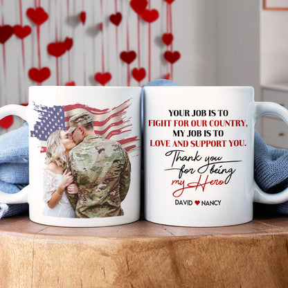 Thank You For Being My Hero, Personalized Military Mug, Gifts For Husband