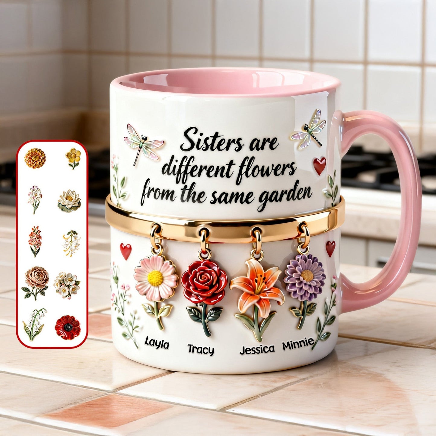 Birth Flowers Coffee Accent Mug - Personalized Gifts For Sisters 02NAMG261225