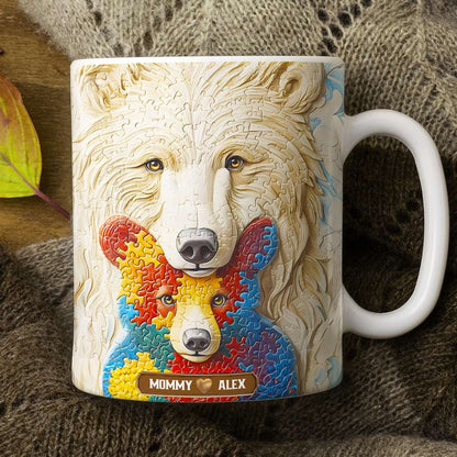 Personalized Gifts For Mom Coffee Mug, Autism Mama Bear 02TGMH240225
