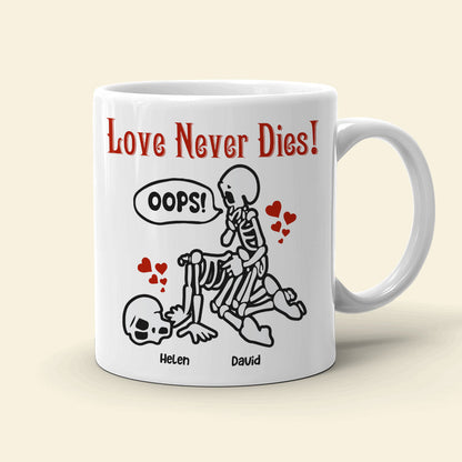 Love Never Dies-Skeleton Couple- Personalized White Mug