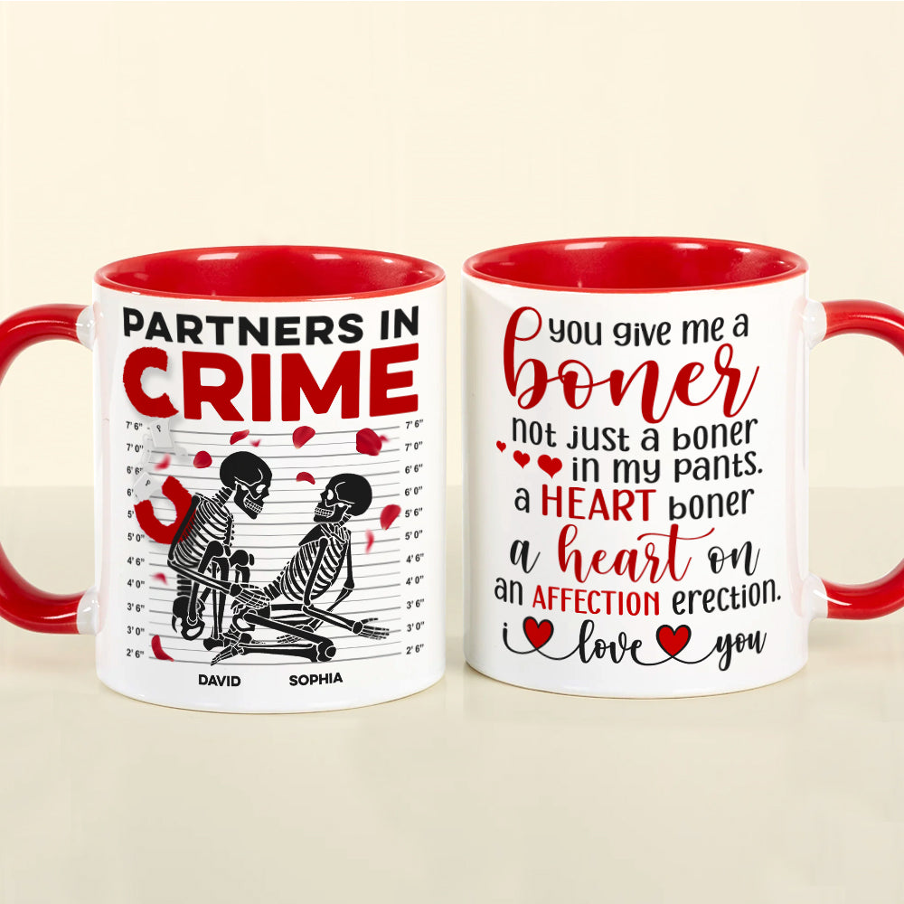 Partners In Crime-Gift For Couple-Personalized Wine Tumbler-Skull Funny Couple Wine Tumbler