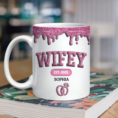 Custom Name Wifey And Hubby 3D Inflated Effect Mug Valentine's Gift TH10 896971