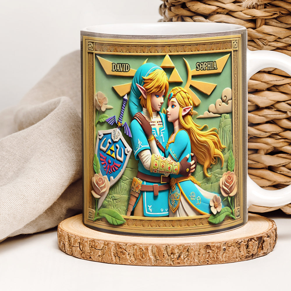 Personalized Gift For Game Loving Couple White Mug, Adventurer & His Princess 04QHDT231224