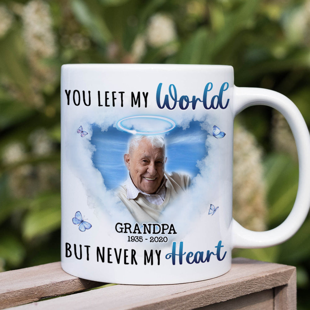 You Left My World But Never My Heart, Custom Photo Coffee Mug, Heaven Gift, Memorial Gifts