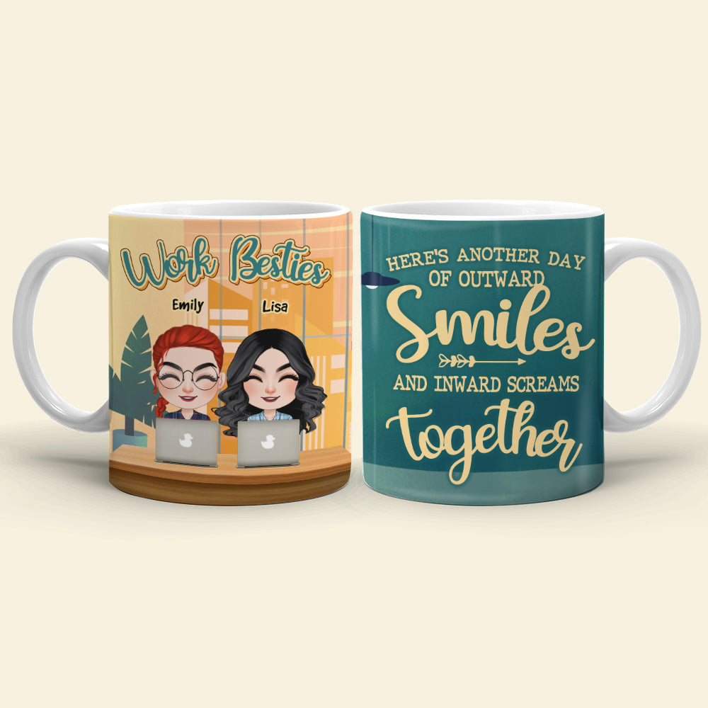 Work Besties, Gift For Coworkers, Personalized Mug, Funny Coworker Friends Mug