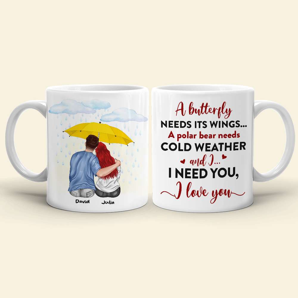 A Butterfly Needs Its Wings I Need You Personalized Couple Mug, Gift For Couple