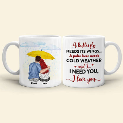 A Butterfly Needs Its Wings I Need You Personalized Couple Mug, Gift For Couple