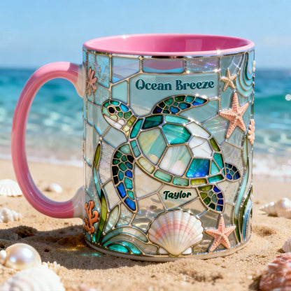 Ocean Breeze Turtle Coffee Accent Mug - Personalized Gift For Turtle Lovers 03HYLU210126