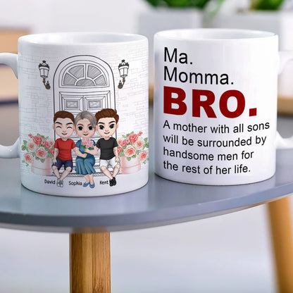 A Mother With All Sons Will Be Surrounded By Handsome Men-Personalized Coffee Mug- Gift For Mom- Gift For Son- Mom Coffee Mug