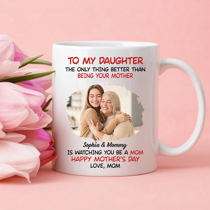 Mother's Day Exclusive Gift Ceramic Mug, Poster, and Plaque Featuring Hugging Scene with 'To My Daughter, Happy Mother's Day'