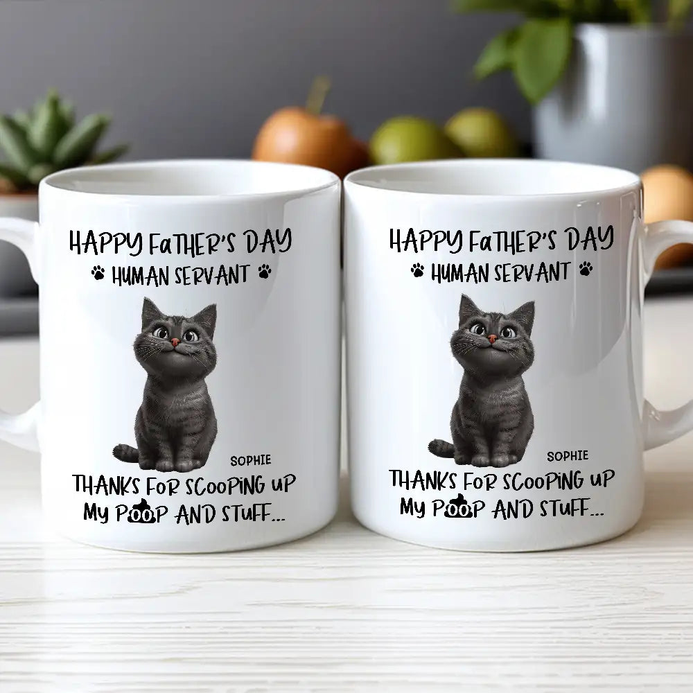 "Thanks for Scooping My Poop" Father's Day White Ceramic Mug Custom Pet Design for Dad