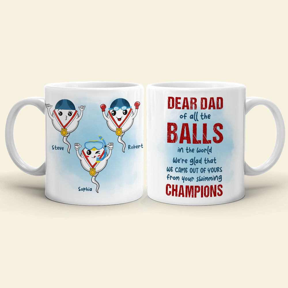 From Your Swimming Champions Personalized Funny Sperms Coffee Mug Gift For Dad