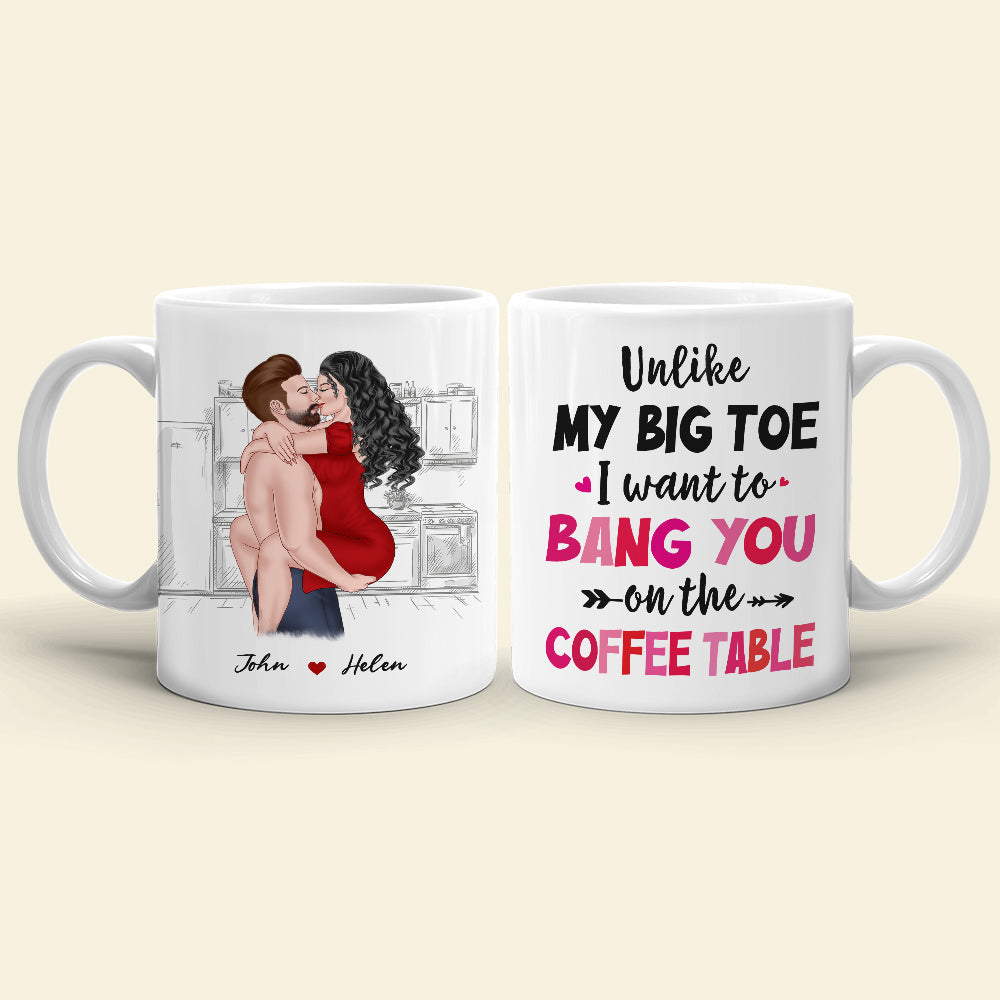 Unlike My Big Toe, Gift For Couple, Personalized Mug, Naughty Couple Mug, Anniversary Gift
