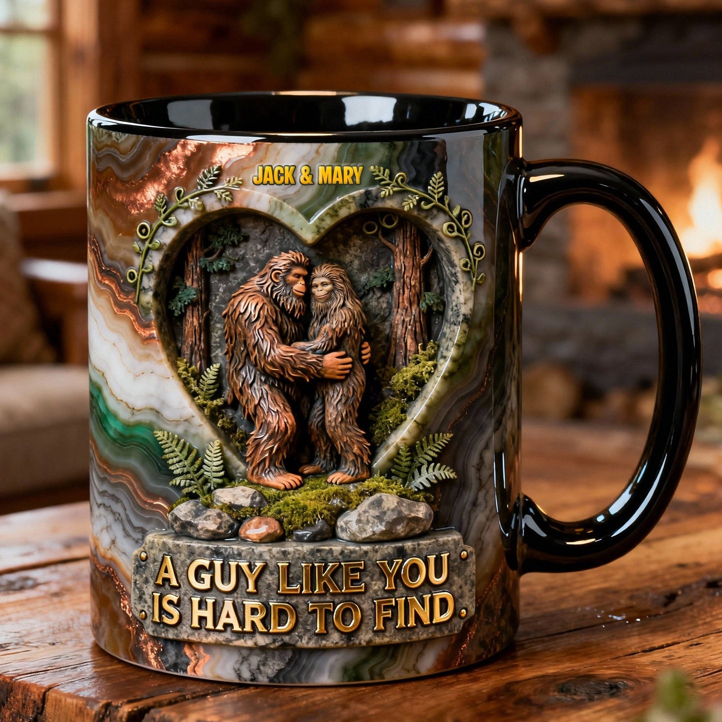 Romantic Bigfoot Couple, Personalized Gifts For Couple Accent Mug 05QHTN160126