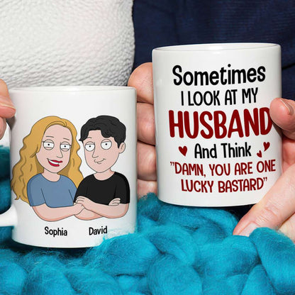 Sometimes I Look At My Husband Personalized White Mug - 04natn300523hh