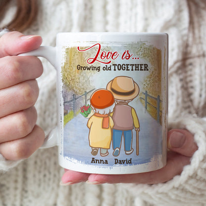 Love Is Growing Old Together Personalized Old Couple Mug, Gift For Couple