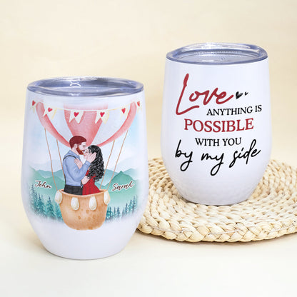 Anything Is Possible, Gift For Couple, Personalized Tumbler, Couple Kissing Tumbler, Anniversary Gift