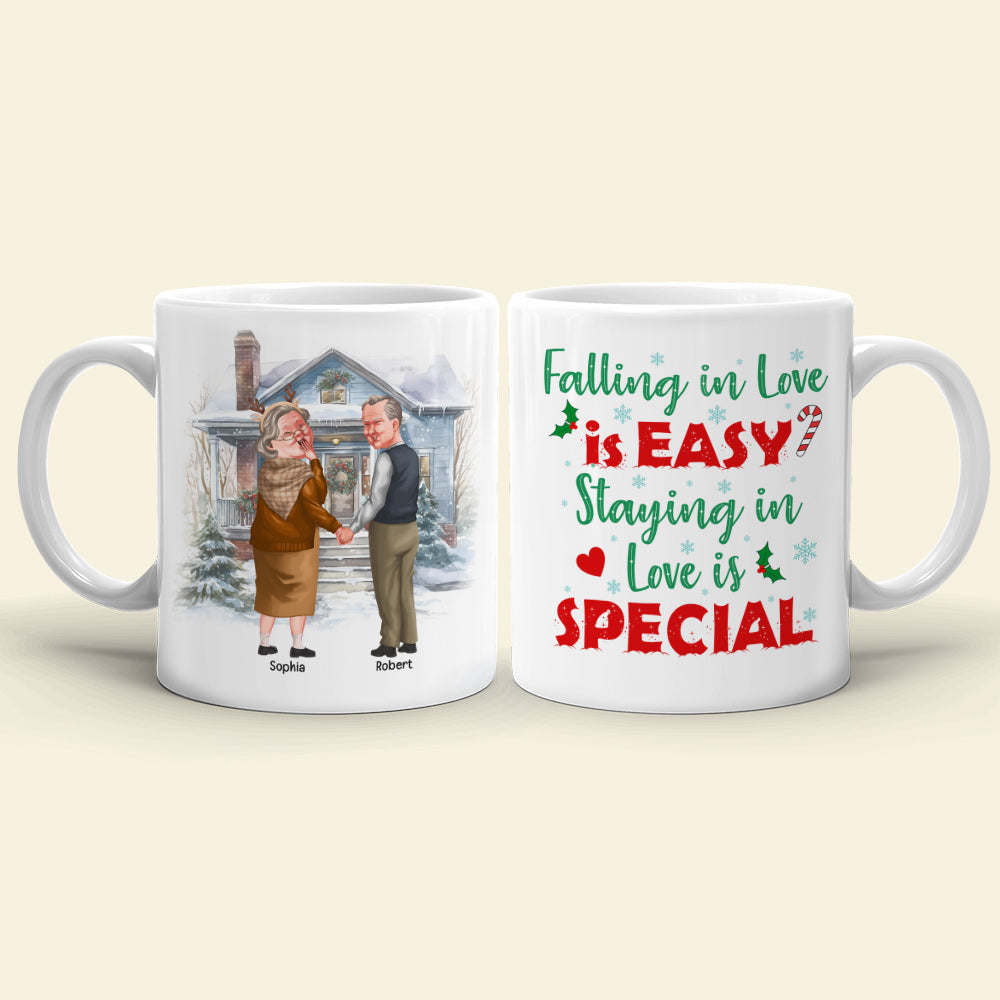 Falling In Love Is Easy? Staying In Love Is Special- Personalized Coffee Mug- Gift For Him/ Gift For Her- Christmas Gift- Old Couple Coffee Mug
