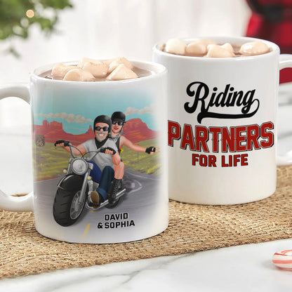 Riding Partners For Life, Personalized Biker Coffee Mug, Gift For Couple, Valentine's Gifts