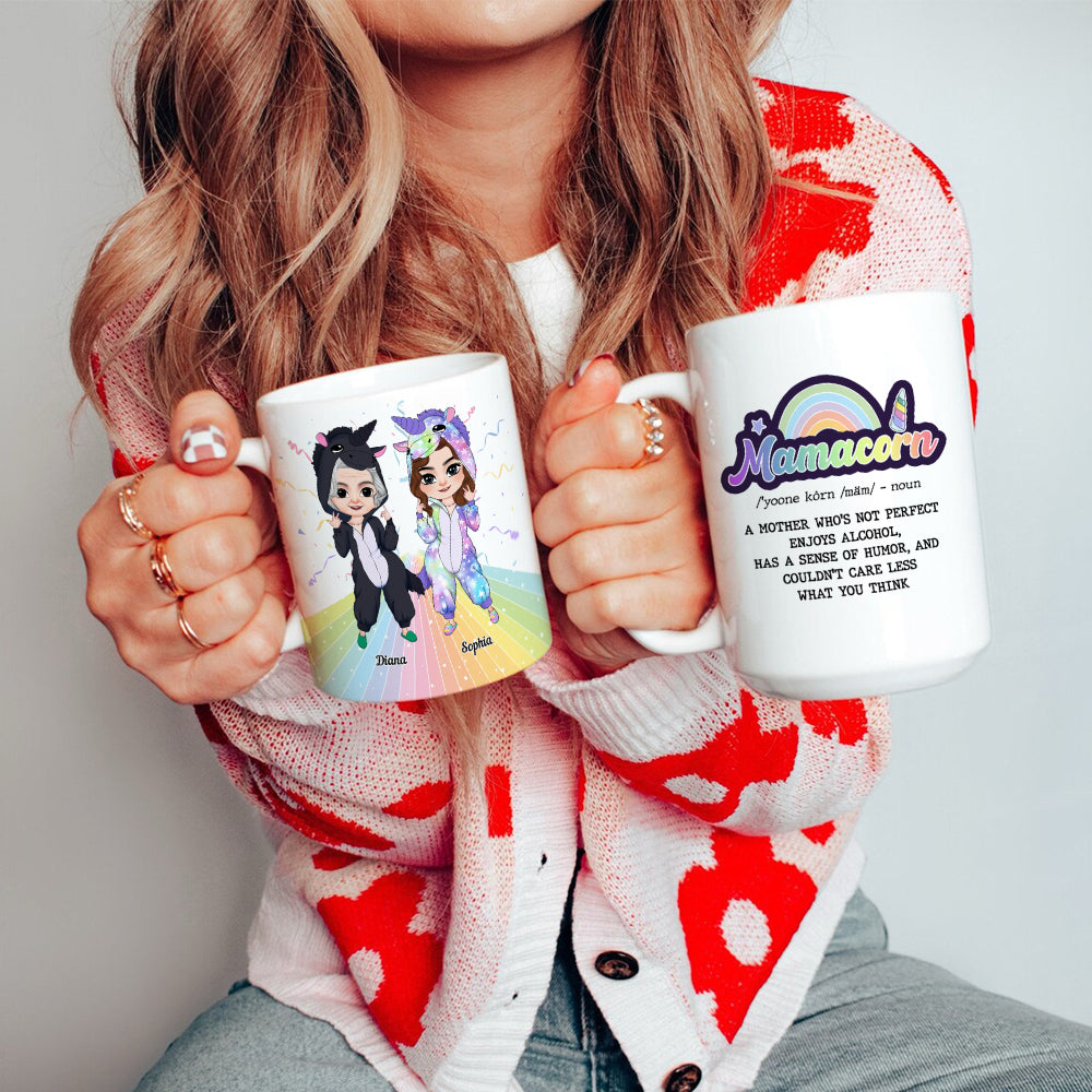 Mama Unicorn, Mother And Daughter Personalized Coffee Mug, Gift For Mama