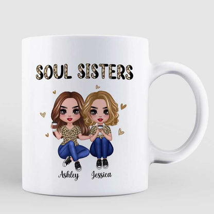 Half Leopard Doll Besties Sisters Siblings Trouble Together Personalized Mug