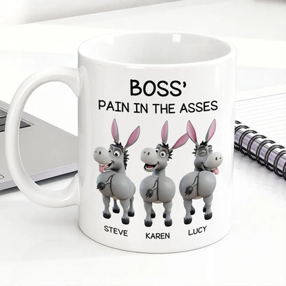 Funny Personalized White Ceramic Mug for Boss Custom Cartoon Donkey Team, Unique Office Gift for Coworkers, Hilarious Value-Priced Present