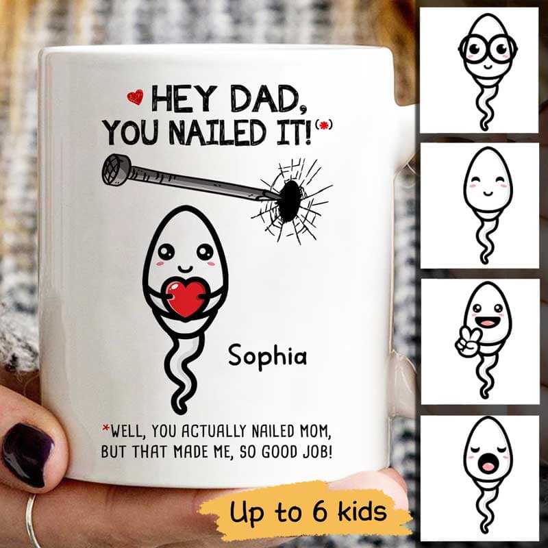 Hey Dad You Nailed It Little Cute Kids Father's Day Gift Personalized Mug