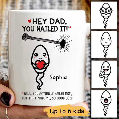 Hey Dad You Nailed It Little Cute Kids Father's Day Gift Personalized Mug