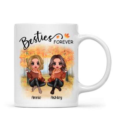 Doll Best Friends Besties Sitting Fall Season Personalized Mug