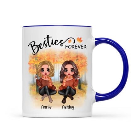 Doll Best Friends Besties Sitting Fall Season Personalized Mug