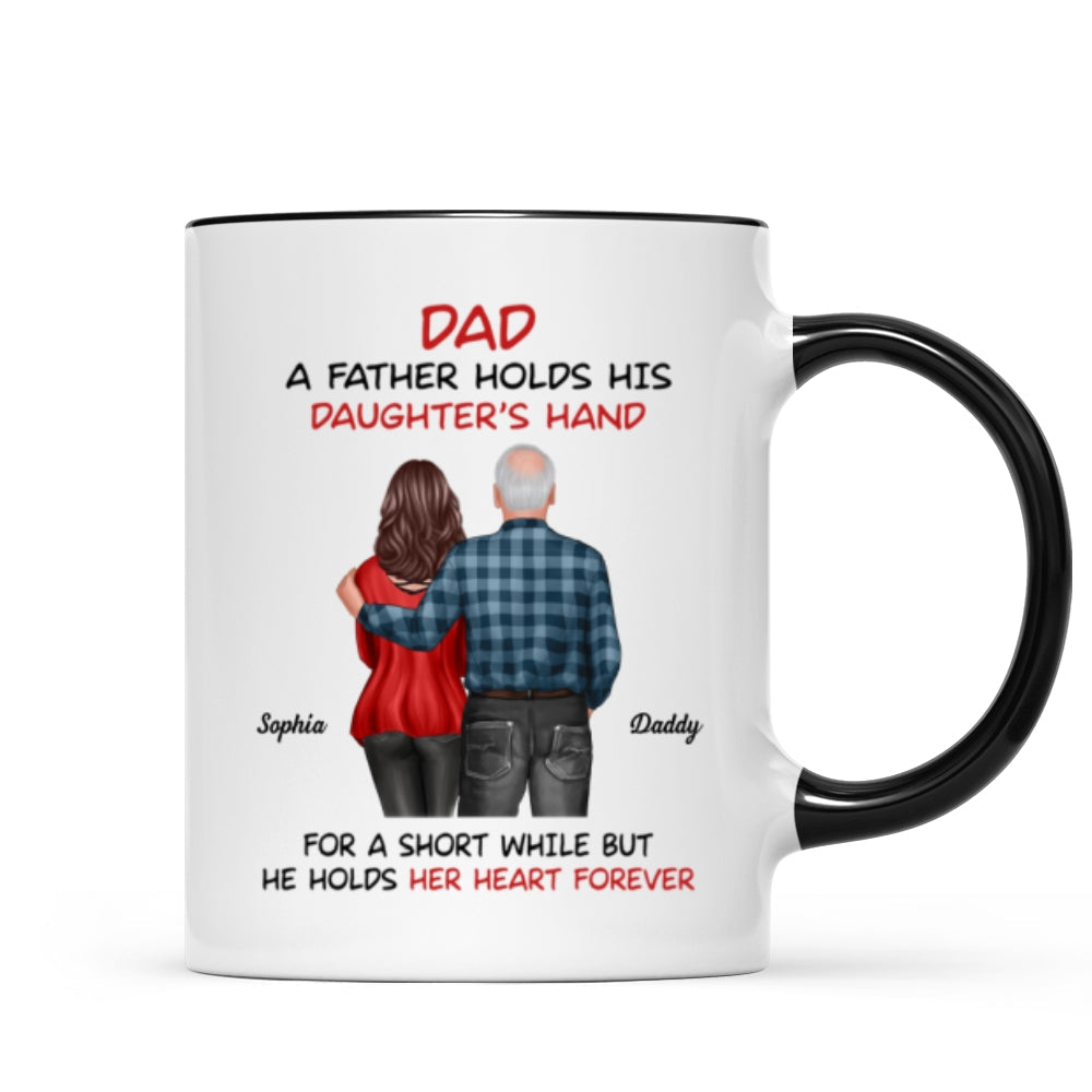 Father Daughter Son Standing Back View Personalized Mug, Father's Day Gift For Dad, Husband, Grandpa