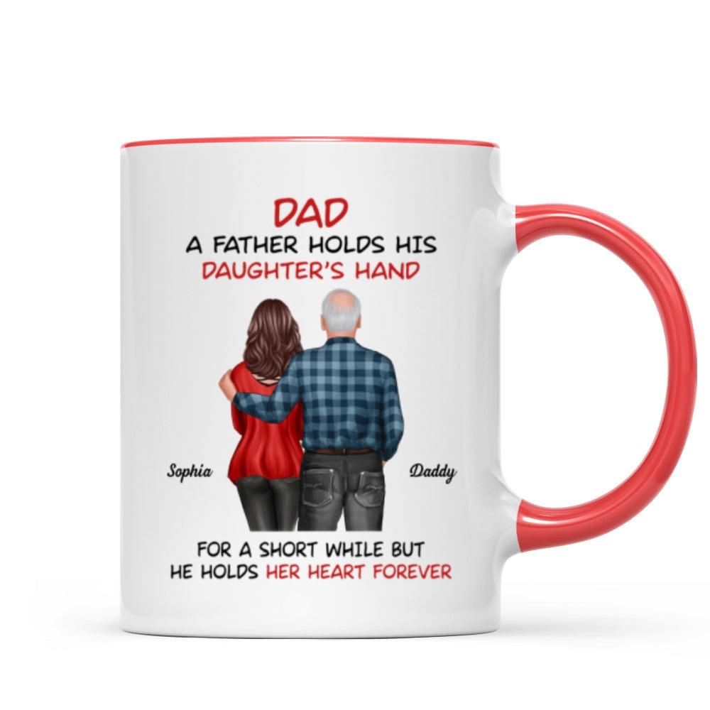 Father Daughter Son Standing Back View Personalized Mug, Father's Day Gift For Dad, Husband, Grandpa