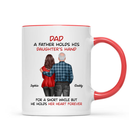 Father Daughter Son Standing Back View Personalized Mug, Father's Day Gift For Dad, Husband, Grandpa