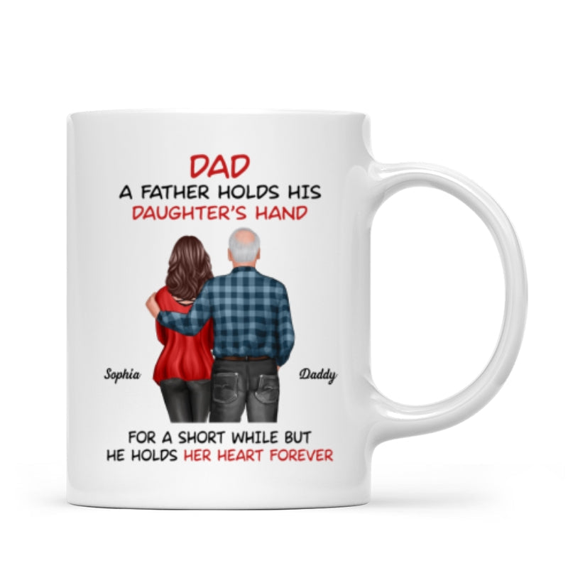 Father Daughter Son Standing Back View Personalized Mug, Father's Day Gift For Dad, Husband, Grandpa