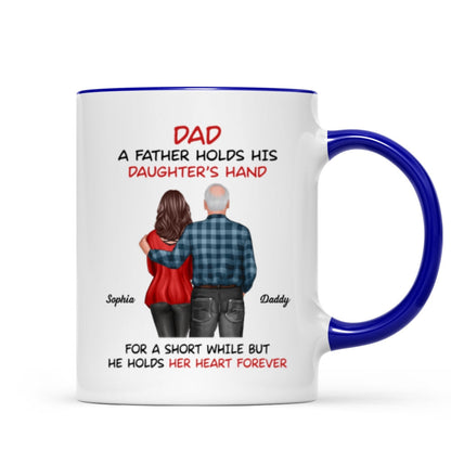 Father Daughter Son Standing Back View Personalized Mug, Father's Day Gift For Dad, Husband, Grandpa