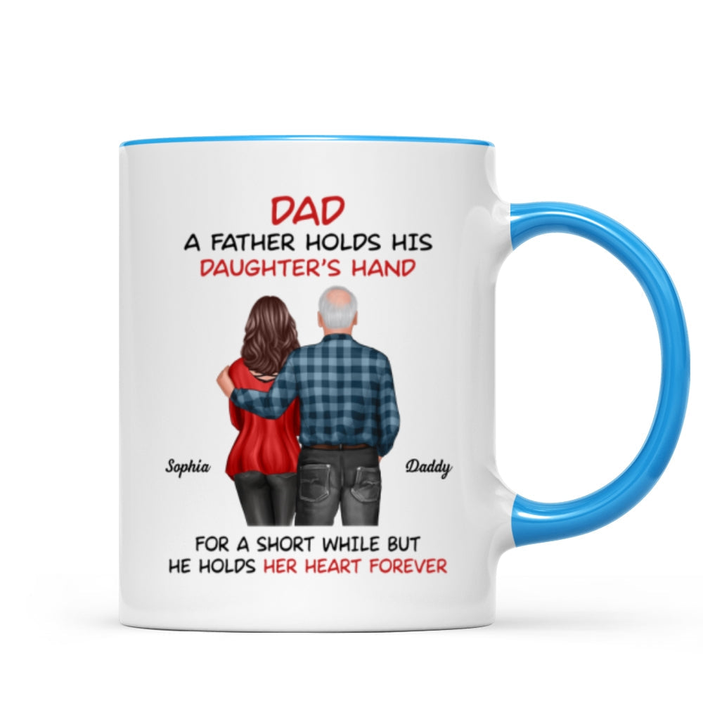 Father Daughter Son Standing Back View Personalized Mug, Father's Day Gift For Dad, Husband, Grandpa