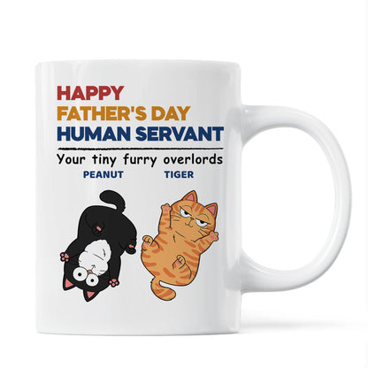 Happy Father's Day Human Servant Cat Dad Personalized Mug