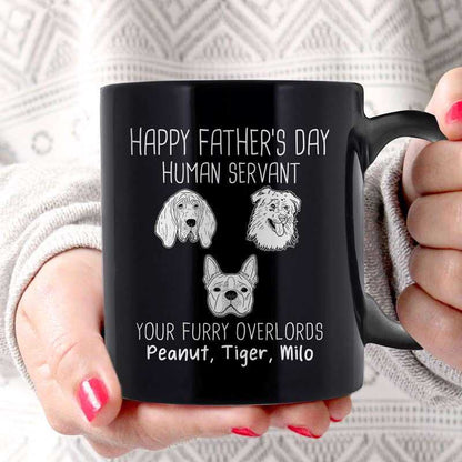 Happy Father's Day Dog Head Outline Gift For Dog Dad Personalized Black Mug