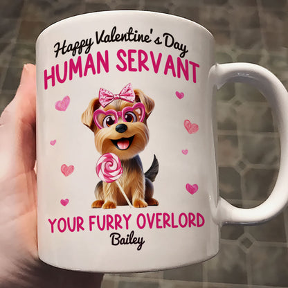 Funny Cartoon Dogs Happy Human Servant Personalized Mug, Gift For Dog Lovers, Dog Moms