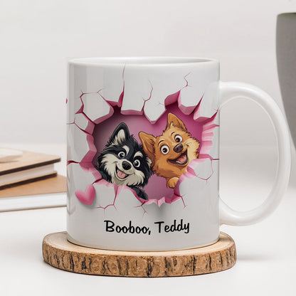 Cute Cartoon Peeking Dog Personalized 3D Effect Mug, Gift for Dog Mom, Dog Dad