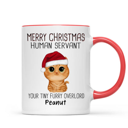 Watercolor Cute Cats Merry Christmas Human Servant Personalized Mug